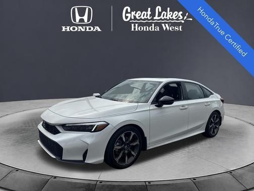 Platinum White Pearl 2025 Honda Civic Hybrid Sport Touring