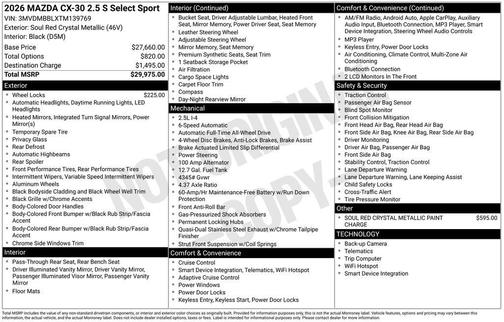 2026 Mazda CX-30 2.5 S Select Sport