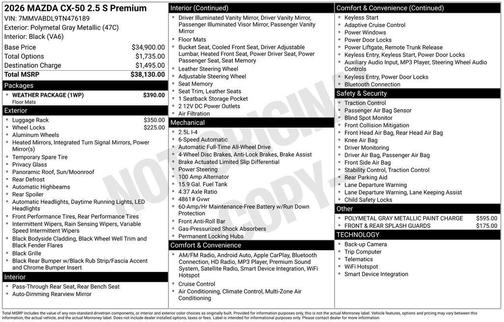 2026 Mazda CX-50 2.5 S Premium Package