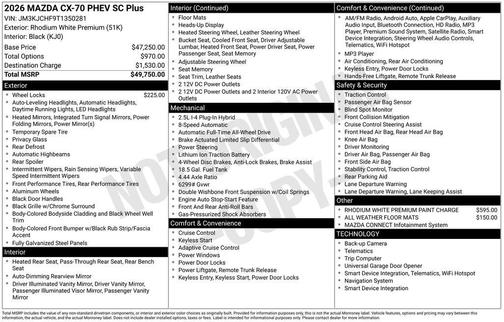 2026 Mazda CX-70 PHEV SC Plus