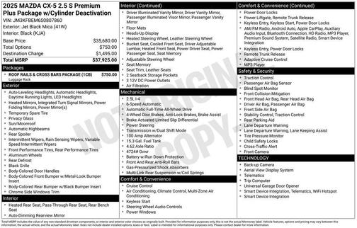 2025 Mazda CX-5 2.5 S Premium Plus Package