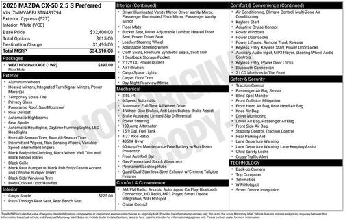 2026 Mazda CX-50 2.5 S Preferred Package