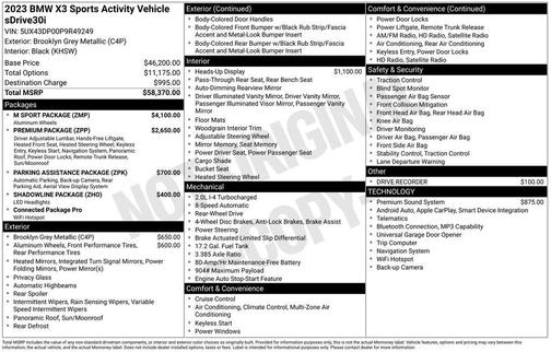 Brooklyn Gray Metallic 2023 BMW X3 sDrive30i