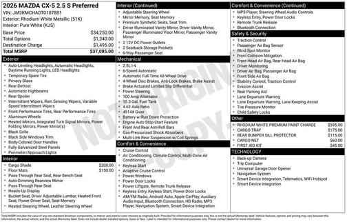 2026 Mazda CX-5 2.5 S Preferred Package