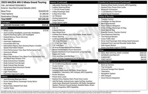 2025 Mazda MX-5 Miata Grand Touring