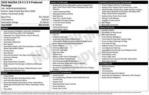 2025 Mazda CX-5 2.5 S Preferred Package