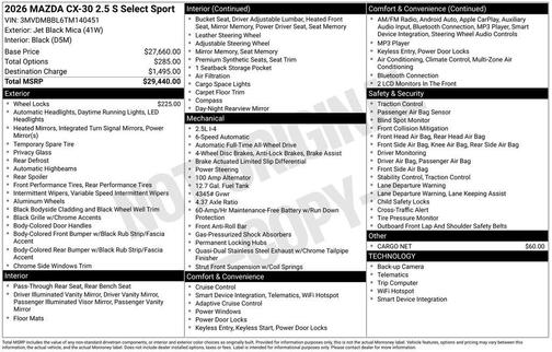 2026 Mazda CX-30 2.5 S Select Sport