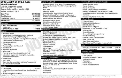 2026 Mazda CX-50 2.5 Turbo Meridian Edition