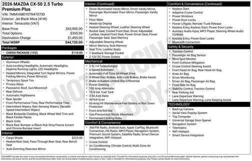 2026 Mazda CX-50 2.5 Turbo Premium Plus Package