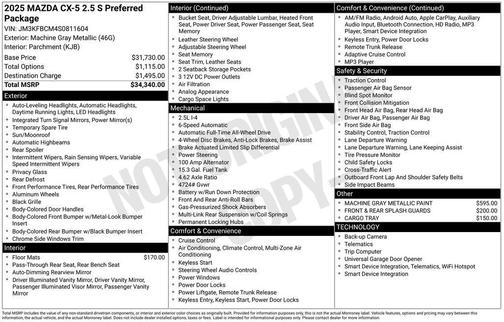2025 Mazda CX-5 2.5 S Preferred Package