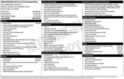 Rhodium White Metallic 2026 Mazda CX-5 2.5 S Premium Plus Package