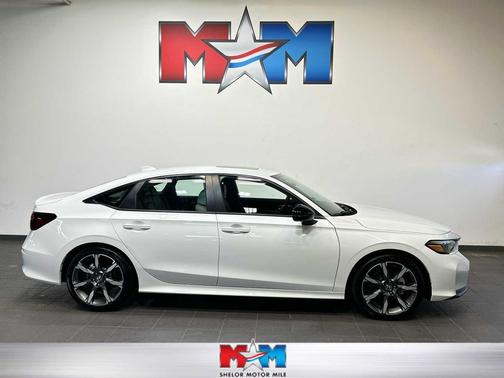 Platinum White Pearl 2025 Honda Civic Hybrid Sport Touring