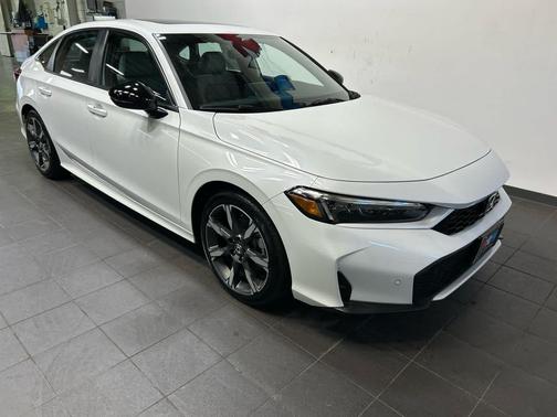 Platinum White Pearl 2025 Honda Civic Hybrid Sport Touring