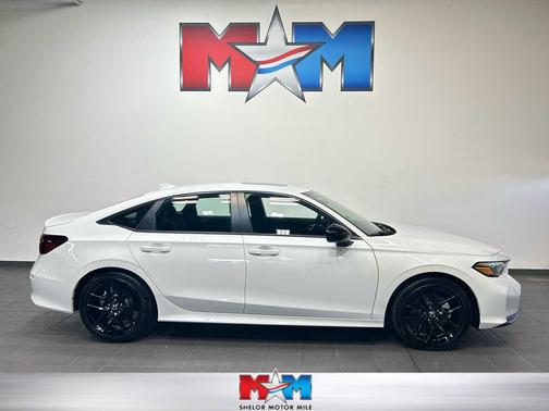 Platinum White Pearl 2025 Honda Civic Hybrid Sport