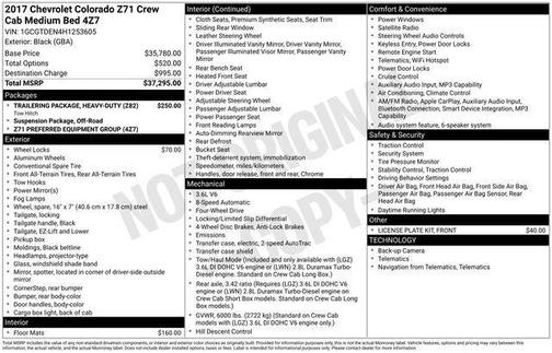 Black 2017 Chevrolet Colorado Z71