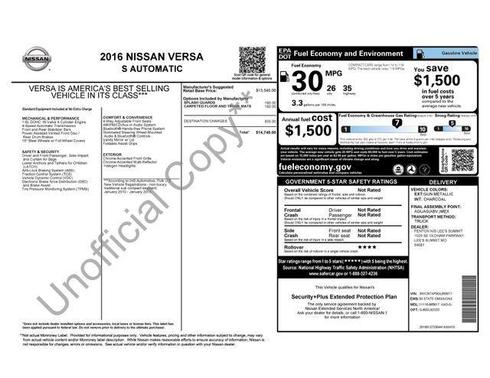 Gun Metallic 2016 Nissan Versa 1.6 S