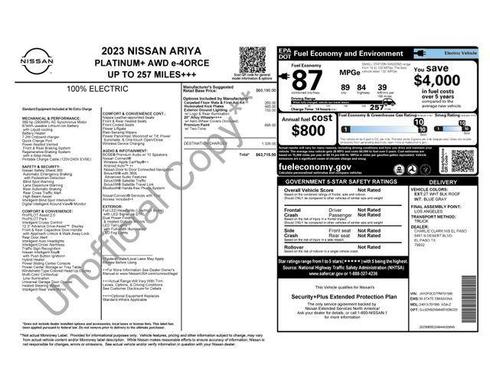 Everest White Pearl Tricoat/Black Diamond Pearl 2023 Nissan ARIYA PLATINUM+