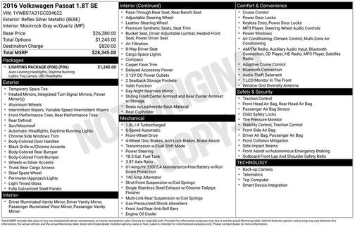 2016 Volkswagen Passat 1.8T SE