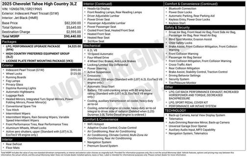 2025 Chevrolet Tahoe 4WD High Country