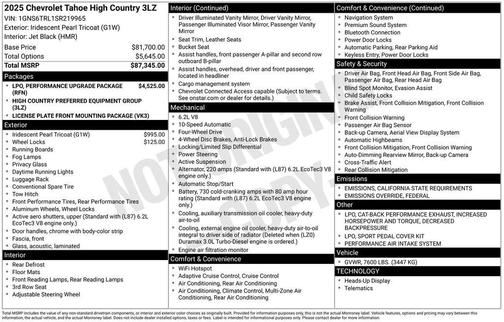 2025 Chevrolet Tahoe 4WD High Country