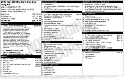 2023 RAM 3500 Big Horn Crew Cab 4x4 8' Box