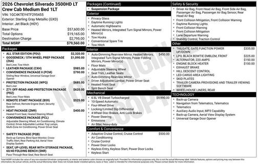 Sterling Gray Metallic 2026 Chevrolet Silverado 3500 LT