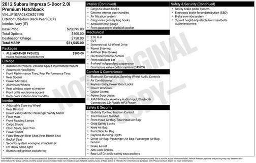 2012 Subaru Impreza 2.0i Premium