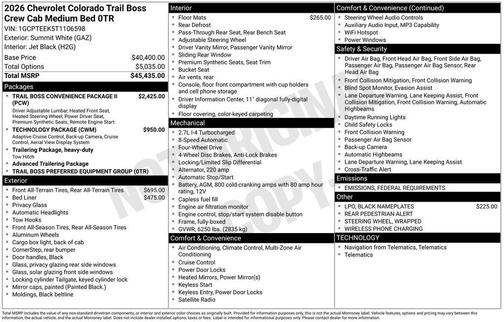 2026 Chevrolet Colorado Trail Boss
