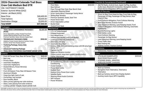 2026 Chevrolet Colorado Trail Boss