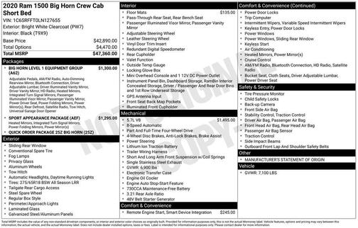 2020 RAM 1500 Big Horn/Lone Star