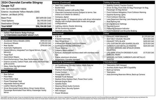 Accelerate Yellow Metallic 2024 Chevrolet Corvette 1LT RWD