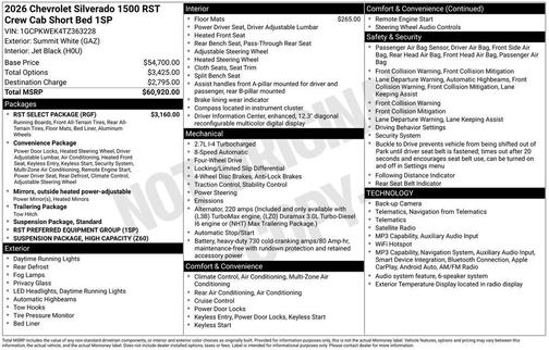 Summit White 2026 Chevrolet Silverado 1500 RST