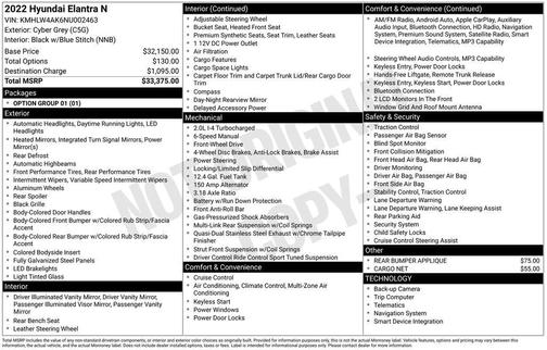 2022 Hyundai ELANTRA N Base