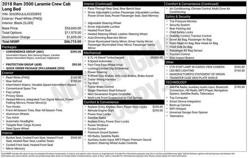 2018 RAM 3500 Laramie Crew Cab 4x4 8' Box