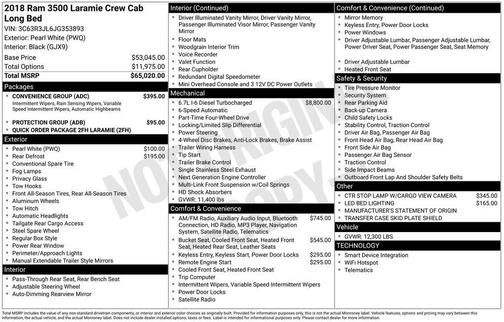 2018 RAM 3500 Laramie Crew Cab 4x4 8' Box