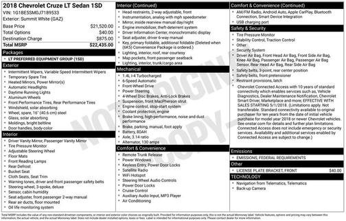 2018 Chevrolet Cruze LT