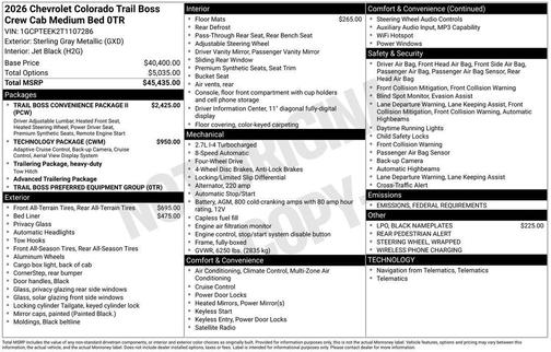 2026 Chevrolet Colorado Trail Boss
