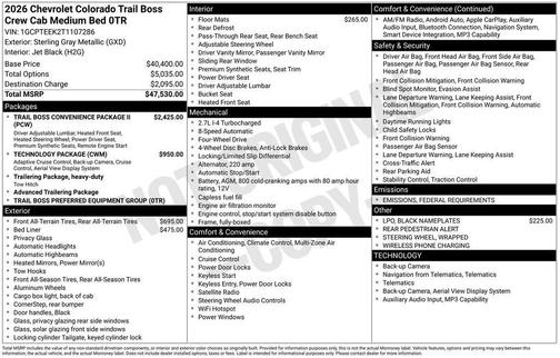 2026 Chevrolet Colorado Trail Boss