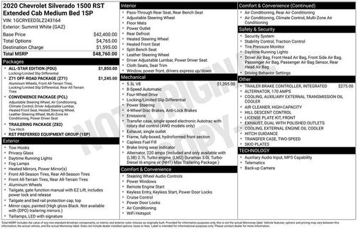 Summit White 2020 Chevrolet Silverado 1500 RST