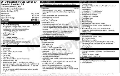 2015 Chevrolet Silverado 1500 2LT