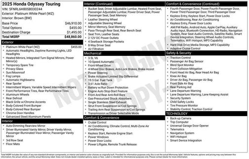 2025 Honda Odyssey Touring