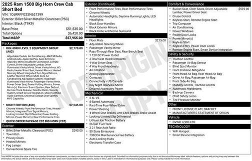 2025 RAM 1500 Big Horn/Lone Star