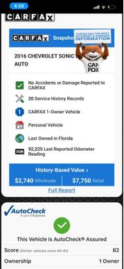 Red 2016 Chevrolet Sonic LT