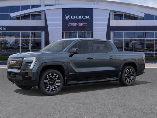 Deep Ocean Metallic 2026 GMC Sierra EV Extended Range Elevation