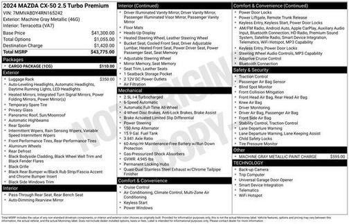 Machine Gray Metallic 2024 Mazda CX-50 2.5 Turbo Premium Package