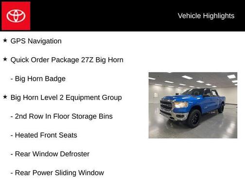 Hydro Blue Pearlcoat 2022 RAM 1500 Big Horn/Lone Star