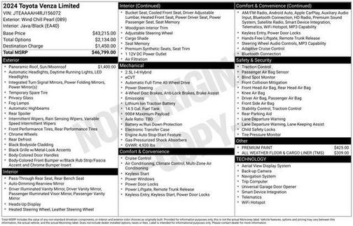 Wind Chill Pearl 2024 Toyota Venza Limited