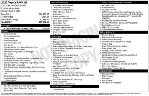 White 2022 Toyota RAV4 LE