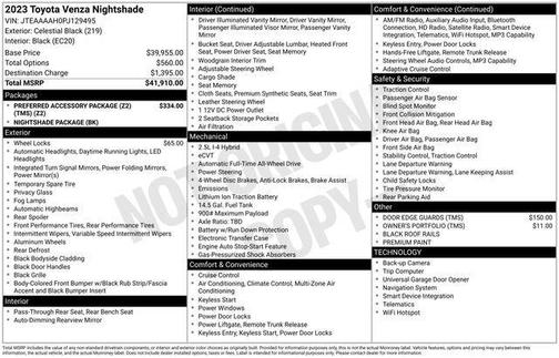 Celestial Black 2023 Toyota Venza Limited
