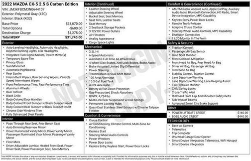 Polymetal Gray 2022 Mazda CX-5 2.5 S Carbon Edition